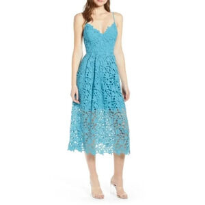 Astr Aqua Lace A Line Midi Dress M